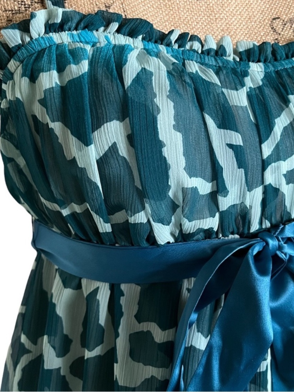 Mixit Blue Abstract Babydoll Tank Satin Tie XS Juniors Flowy Chiffon - Picture 4 of 15